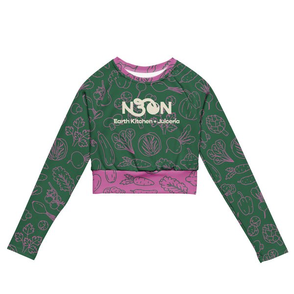 neon green long sleeve crop top