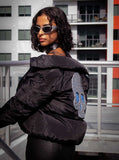 Unisex Skull Black Puffer Jacket