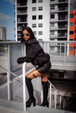 Unisex Skull Black Puffer Jacket