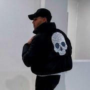 Unisex Skull Black Puffer Jacket