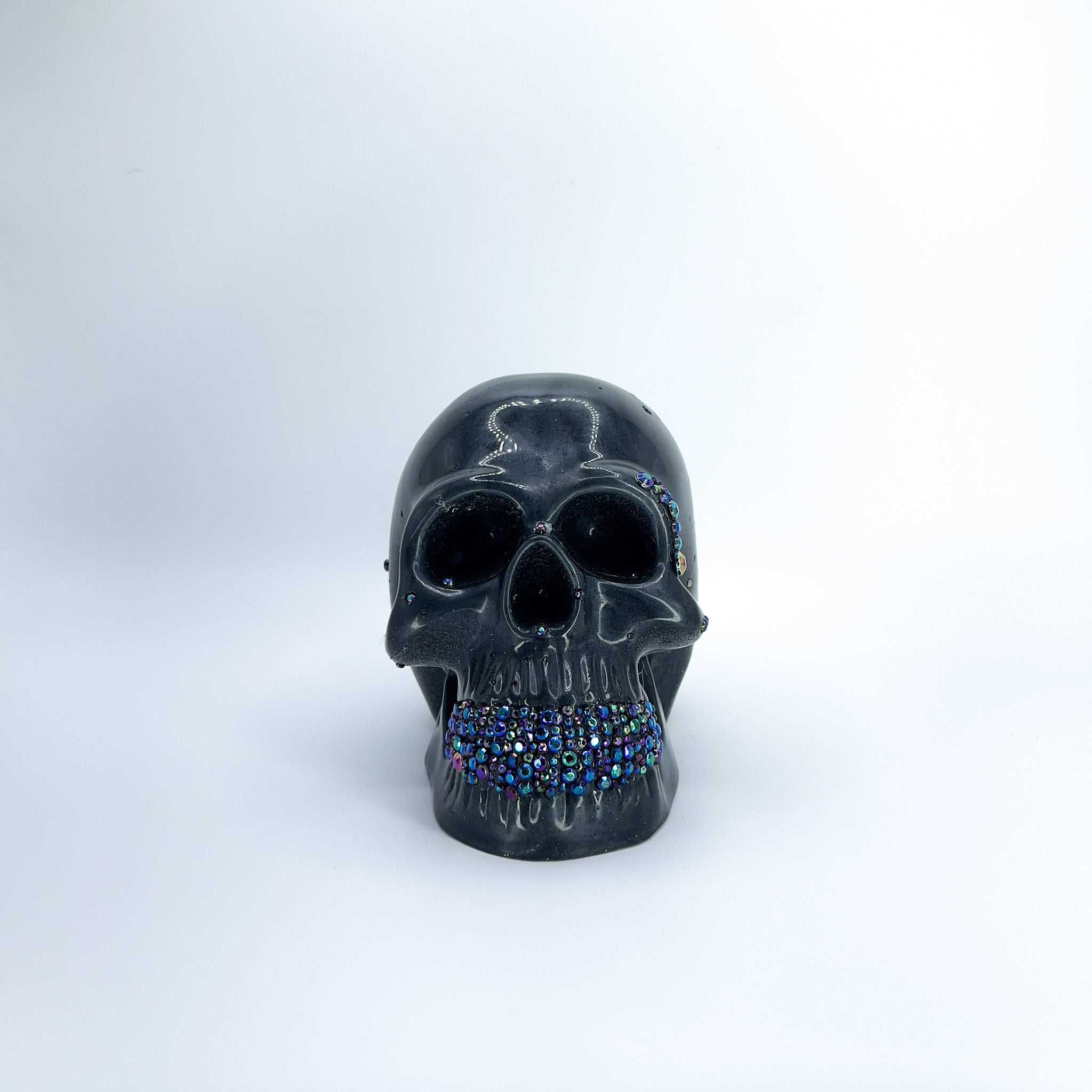 One of a Kind Resin Skull Moody Onyx